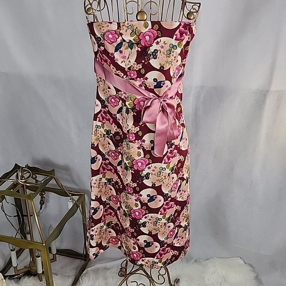 Monalice Strapless Dress with Ribbon Sash tie Size M Coquettish